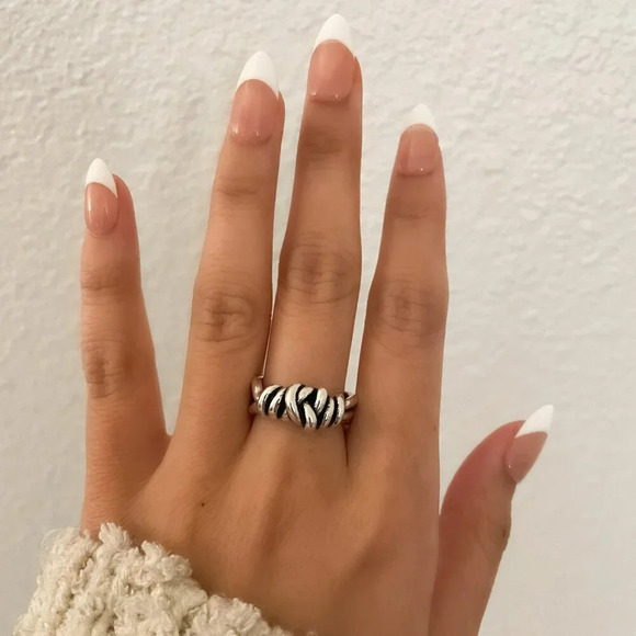 925 Sterling Silver Knot Ring Stackable Ring Chunky Ring Band Twist Ring - Picture 2 of 10